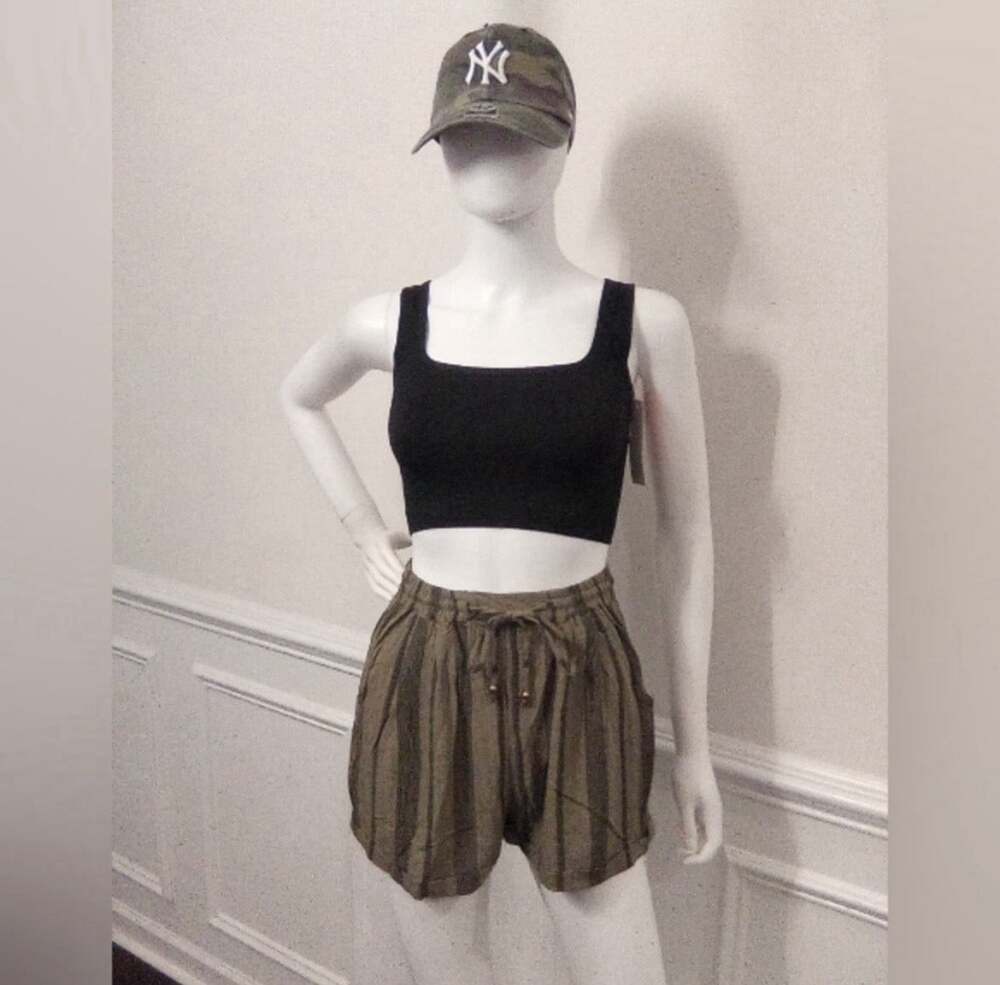 Angie’s Striped Women’s Shorts Sz.Small Elastic Tie Waist 100% Rayon NWOT